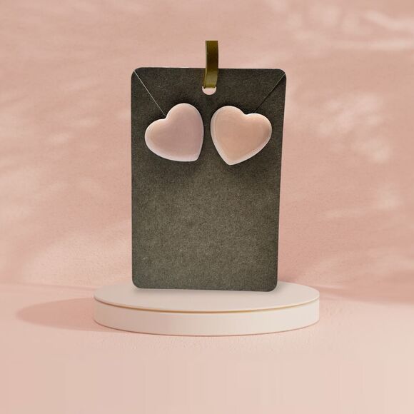 Vintage Womens 80s Peach Heart Enamel Stud‎ Earrings - Picture 1 of 4